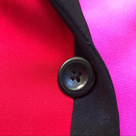 Vintage Sandra Blazer 90s Color Block Long Jacket Pink Orange Red Black - Picture 12 of 14